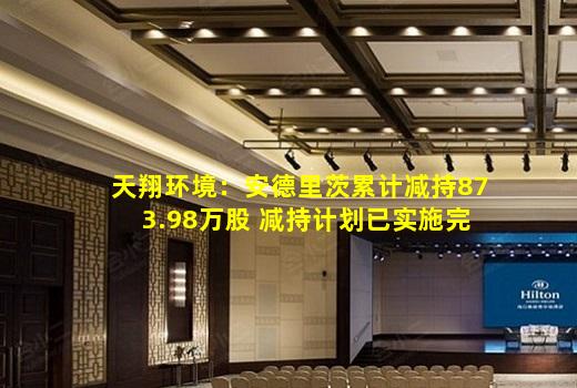 kaiyun官方网站-天翔环境：安德里茨累计减持873.98万股 减持计划已实施完毕